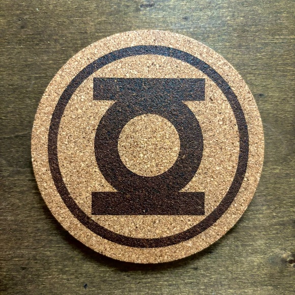 Other - Green Lantern Symbol Laser Engraved Cork Coaster